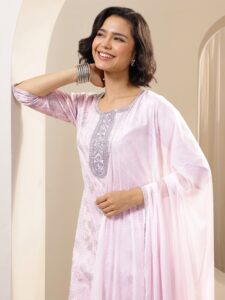 Pink Printed Cotton Straight Suit Sets