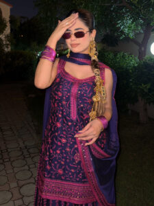 Libas Art Purple Embroidered Silk Blend