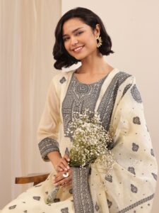 Cream Self Design Chanderi Silk Straight